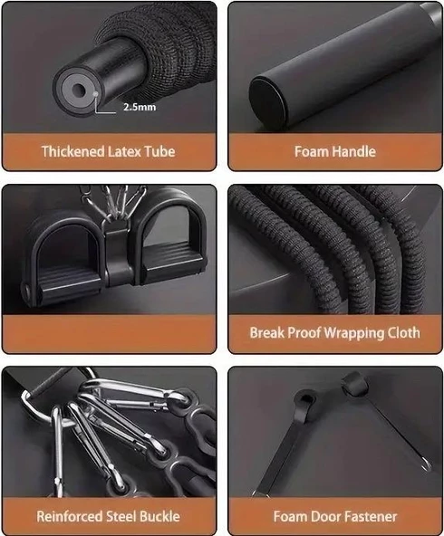 Valkyrie Çok Fonksiyonlu 10 Parça El Ayak Göğüs Kapı Yayı Egzersiz Fitness Spor Seti - 2