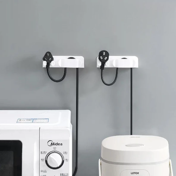 Duvar Üstü Kablo Düzenleyici Telefon Standı Priz Şarj Askısı Laptop Airfryer Kettle Fiş Tutucu - 5