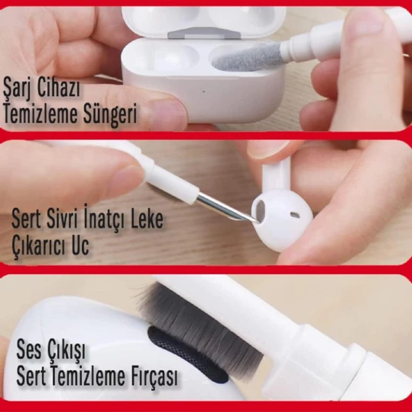 Airpod Kulaklık Laptop Telefon Macbook Temizleyici 5 li Klavye Tuş Çektirme Temizleme Fırçası - 6