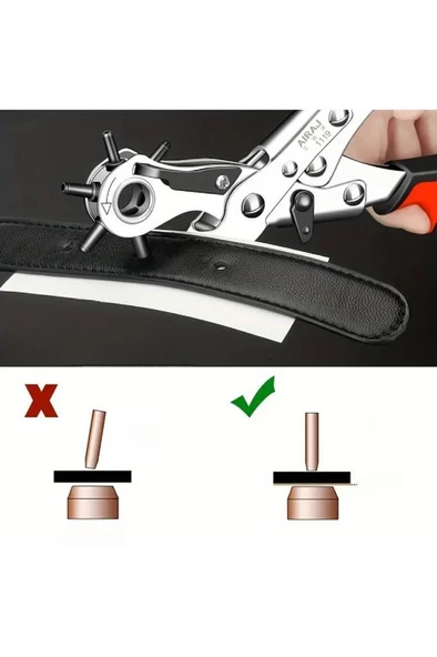 6 Başlıklı Kemer Delme Pensesi Deri Pensi Saat Kayışı Delici Yuvarlak ve Düz Delik Açıcı Alet - 5