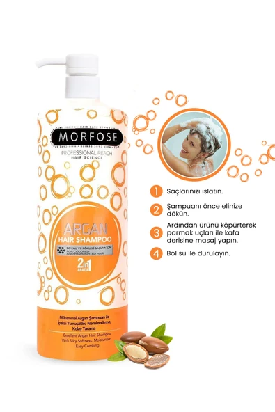 Morfose Argan Içeren Saç Şampuanı 1000 ml - Boyalı Saçlar - 3