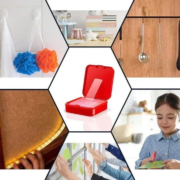 60 Adet Çift Taraflı Yapıştırıcı Bant Şeffaf İz Bırakmayan Duvar Poster Süs Balon Bandı 1 x 4 cm - 7