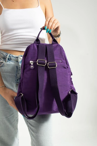 Kadın Sırt Çantası Günlük Kullanıma Uygun 30*25 Cm Klinkır Kumaş Çok Cepli Hafif Su İtici Kumaş - Resim 3