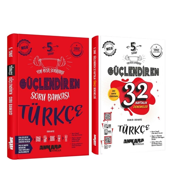 Ankara Yayıncılık 5.Sınıf Türkçe Güçlendiren Soru Bankası ve 32 Haftalık Deneme Seti 2 Kitap