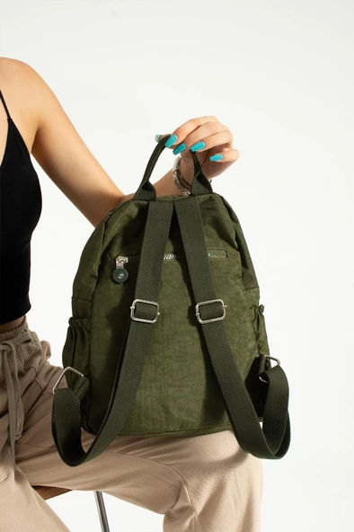 Kadın Sırt Çantası Günlük Kullanıma Uygun 30*25 Cm Klinkır Kumaş Çok Cepli Hafif Su İtici Kumaş - Resim 6