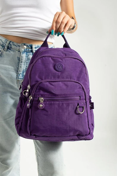 Kadın Sırt Çantası Günlük Kullanıma Uygun 30*25 Cm Klinkır Kumaş Çok Cepli Hafif Su İtici Kumaş - Resim 2