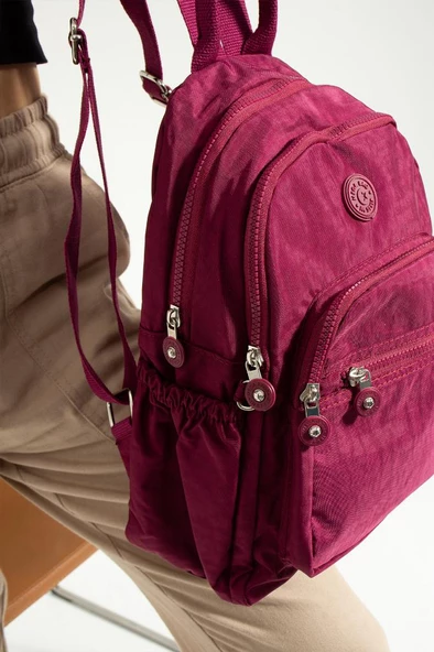 Kadın Sırt Çantası Günlük Kullanıma Uygun 30*25 Cm Klinkır Kumaş Çok Cepli Hafif Su İtici Kumaş - Resim 12