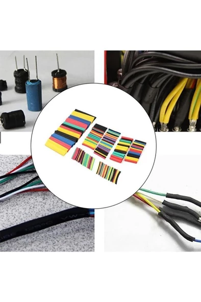164 Adet Renkli Makaron Isıyla Daralan Şarj Kablosu Yalıtım Tamir Bandı Kablo Fiş Koruyucu - 8
