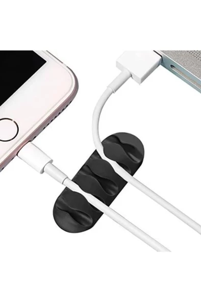 3 lü 5 Kanallı Kablo Fiş Tutucu Düzenleyici Yapışkanlı Masa Şarj Usb Kablosu Tutucu Toparlayıcı - 5