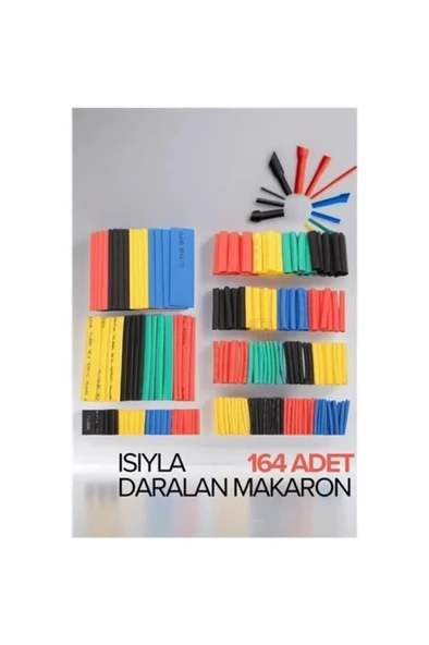164 Adet Renkli Makaron Isıyla Daralan Şarj Kablosu Yalıtım Tamir Bandı Kablo Fiş Koruyucu - 2