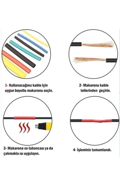 164 Adet Renkli Makaron Isıyla Daralan Şarj Kablosu Yalıtım Tamir Bandı Kablo Fiş Koruyucu - 4