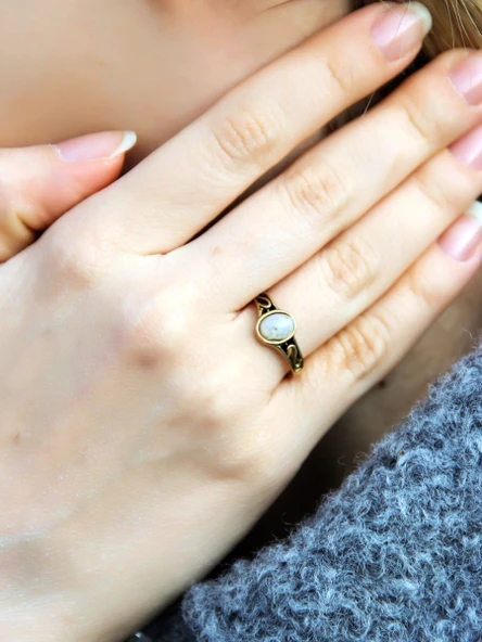 Doğal Taş Aytaşı Doğal Taşlı Ayarlanabilir Antik Kadın Yüzük euy54ay ürün görseli