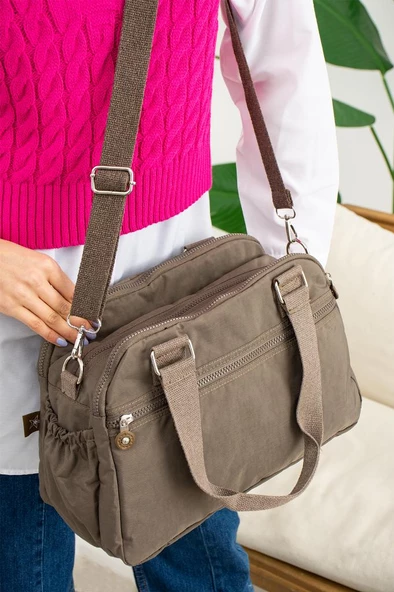 Klinkır Omuz Çantası Çok Cepli Hafif Kumaş Çapraz Postacı Çanta 30*25 Cm Günlük Kullanıma Uygun - 3