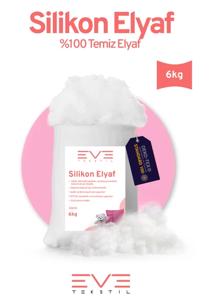 Yastık Yorgan Oyuncak Dolum Malzemesi Antialerjik Yapışmaz 1.Kalite %100 Temiz Silikon Elyaf 6 Kg