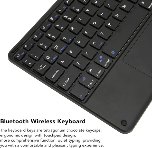 Xiaomi Redmi Pad SE 11" Uyumlu Kablosuz Bluetooth Şarjlı TouchPad'li Türkçe Q Klavye - Siyah - Resim 7