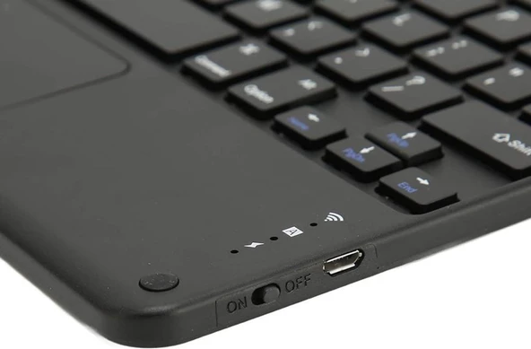 Huawei Mediapad T3 10 9.6" Uyumlu Kablosuz Bluetooth Şarjlı TouchPad'li Türkçe Q Klavye - Siyah - 2