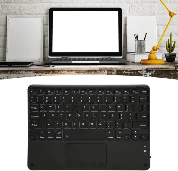 Lenovo Tab P11 ZABF0302TR 11.5" Uyumlu Kablosuz Bluetooth Şarjlı TouchPad'li Türkçe Q Klavye - Siyah - Resim 3