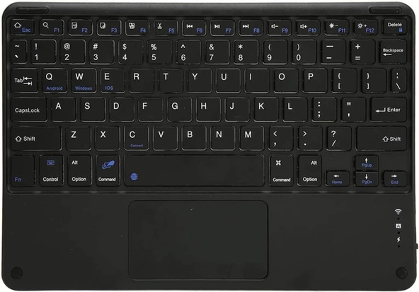 Vorcom Sx Pro 10.1" Uyumlu Kablosuz Bluetooth Şarjlı TouchPad'li Türkçe Q Klavye - Siyah