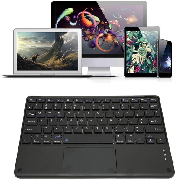GTX Jaculus Tablet 10.4" Uyumlu Kablosuz Bluetooth Şarjlı TouchPad'li Klavye Mouse Seti - Siyah - Resim 5