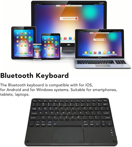 Xiaomi Redmi Pad 5 11" Uyumlu Kablosuz Bluetooth Şarjlı TouchPad'li Klavye Mouse Seti - Siyah - 6