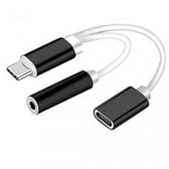 Type-C to 3.5mm Kulaklık Çevirici Aux Kulaklık + Şarj Dönüştürücü - 2