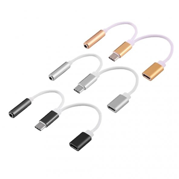 Type-C to 3.5mm Kulaklık Çevirici Aux Kulaklık + Şarj Dönüştürücü - 4
