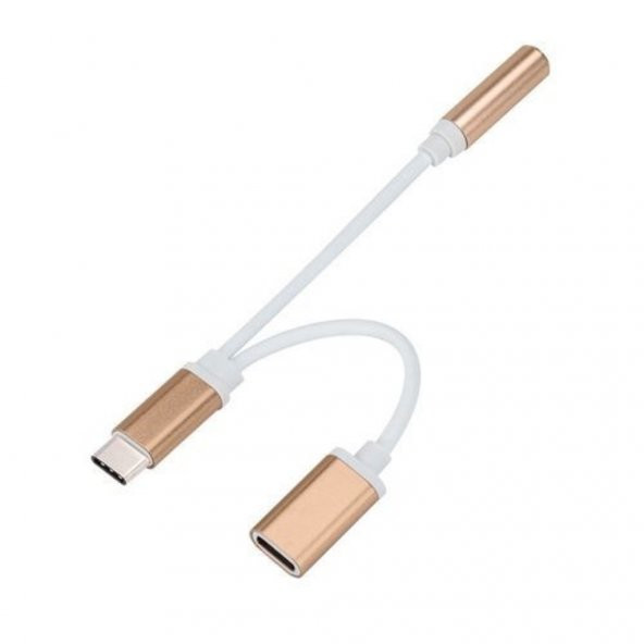 Type-C to 3.5mm Kulaklık Çevirici Aux Kulaklık + Şarj Dönüştürücü - 6