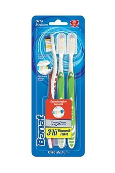 Banat Deep Clean Diş Fırçası 3’lü Ekonomik Paket