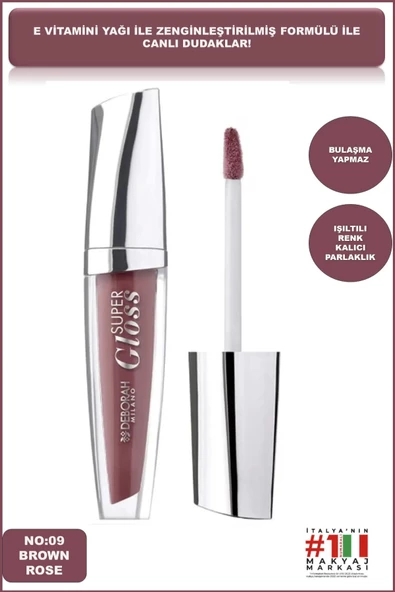 Deborah Extra Parlak Super Gloss Brown Rose No: 09