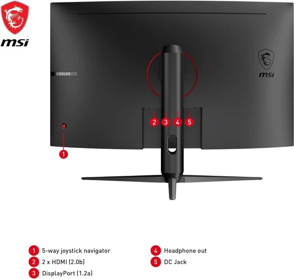 MSI G32CQ5P 31.5" 1 ms 2K Curved 170 Hz Oyuncu Monitörü Outlet - 2