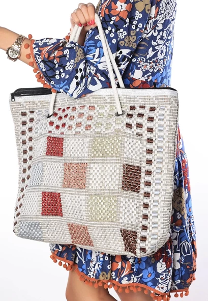 Ajda Renkli Plaj Çantası - Resim 2