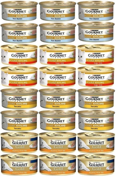 Gourmet Gold Karışık Kıyılmış Konserve Yetişkin Kedi Yaş Maması 24 x 85 G