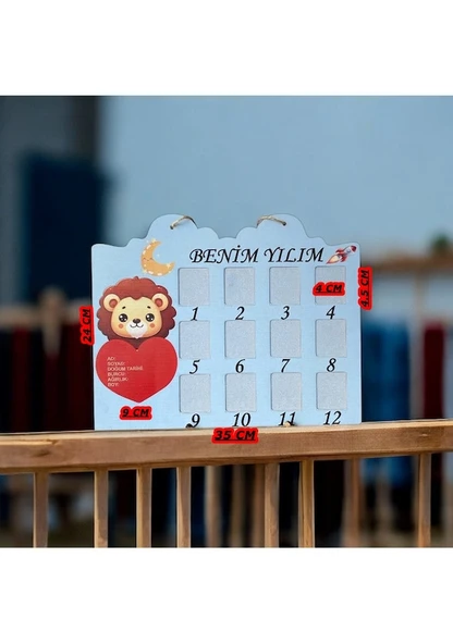 Binnex 12 aylık bebek fotoğraf çerçevesi ahşap - 5