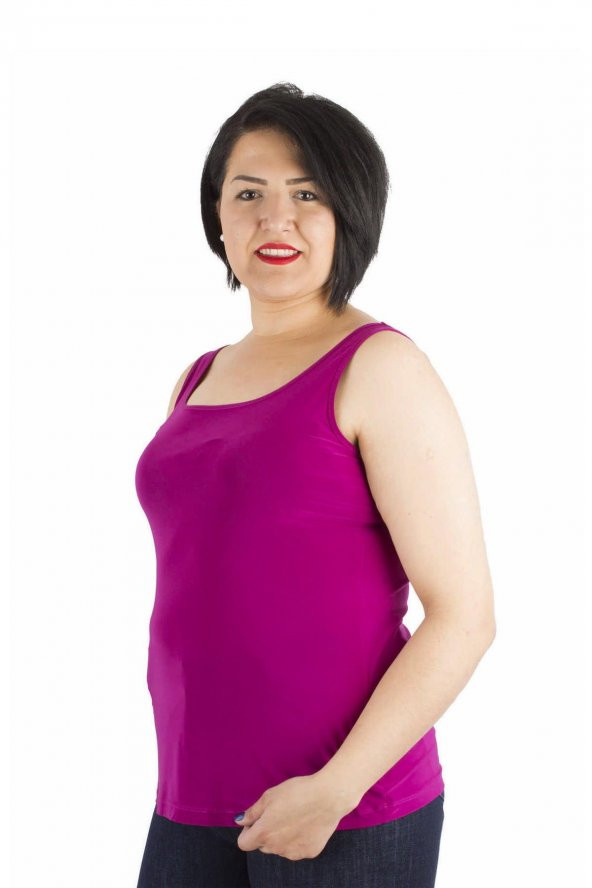 Fierte Kadın Büyük Beden Bluz Atlet Lm001 Geniş Yaka Askılı Spor Basic Yeşil Lacivert Beyaz Fuşya Siyah Haki - 5