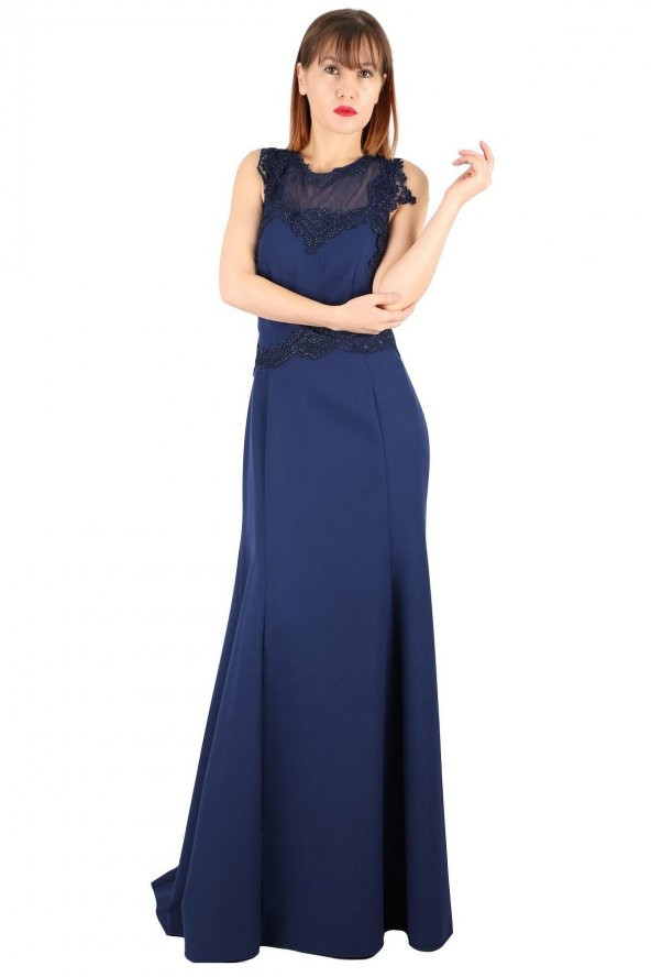 Fierte Kadın Büyük Beden Abiye Elbise Tn7640 Yuvarlak Yaka Düğün Mezuniyet Mürdüm Fuşya - 2