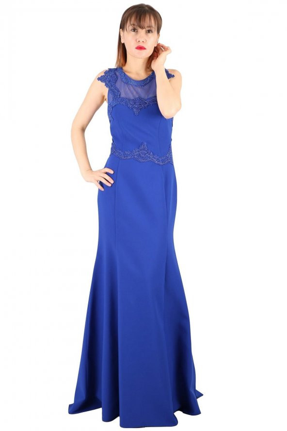 Fierte Kadın Büyük Beden Abiye Elbise Tn7640 Yuvarlak Yaka Düğün Mezuniyet Mürdüm Fuşya - 7