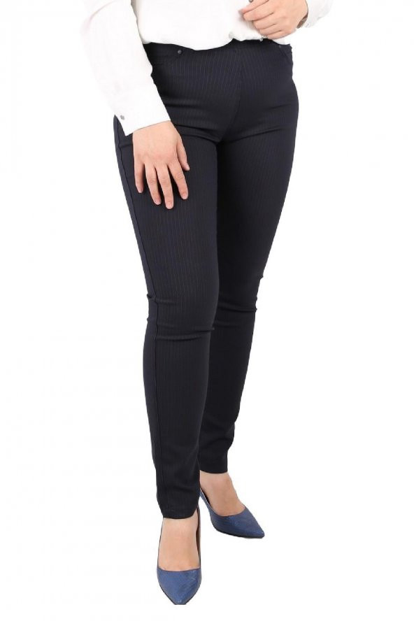 Fierte Kadın Büyük Beden Tayt Nvr510 Jean Normal Elastik Bel Dar Paça Spor Pantolon Saks Mavi Siyah Yeşil Lacivert Gül Kurusu