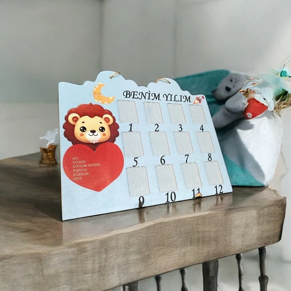 Binnex 12 aylık bebek fotoğraf çerçevesi ahşap - 2