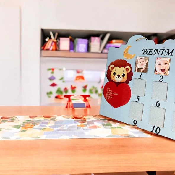 Binnex 12 aylık bebek fotoğraf çerçevesi ahşap - 4