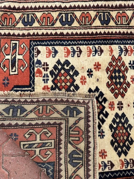 87x96 cm Küçük Boy El Dokuma Nostalji Kilim Küçük Dekoratif Halı - 5