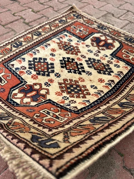 87x96 cm Küçük Boy El Dokuma Nostalji Kilim Küçük Dekoratif Halı - 2