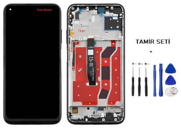 Tkgz - Huawei P40 Lite Uyumlu Lcd Ekran Dokunmatik Orijinal ÇITALI SİYAH + TAMİR SETİ