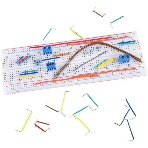 MB-102 Breadboard, 140 Parça Jumper Kablo Kiti, Breadboard Güç Kartı, 12V 500mA Adaptör - Resim 4