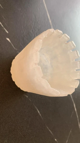 Parlak Sedefli Beyaz Renkli Tırtıklı Sukulent Epoksi Saksı El Yapımı Hediyelik - 8