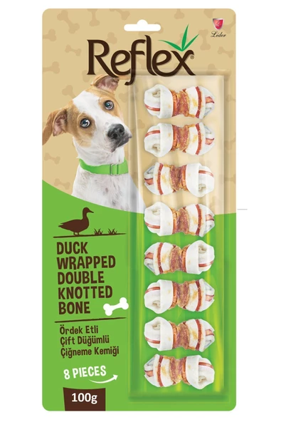 Ördek Etli Çift Düğümlü Çiğneme Kemiği 8 Adet
