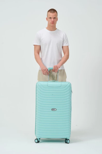 Keo-Plus Turkuaz Büyük Boy Silikon Kırılmaz PP Valiz - 5