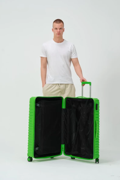 Keo-Plus Yeşil Büyük Boy Silikon Kırılmaz PP Valiz - 10