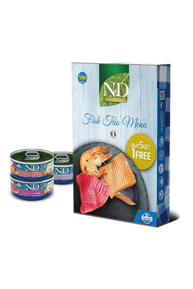 Fish Trio Menü Somonlu Ve Karidesli Yetişkin Kedi Konserve Yaş Maması 6 X 70 gr