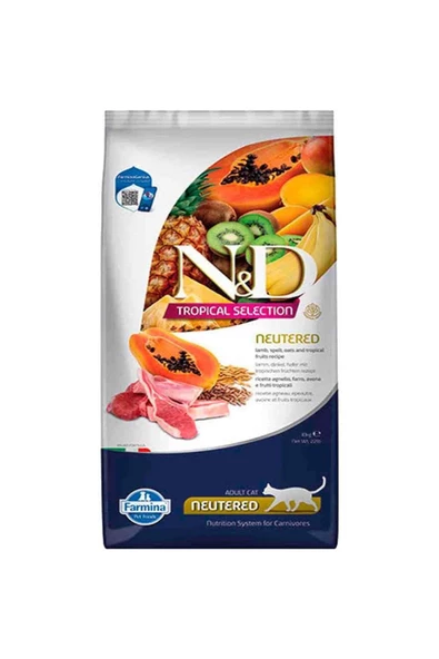 Nd Tropical Meyveli Kuzu Etli Kısırlaştırılmış Kedi Maması 10 Kg