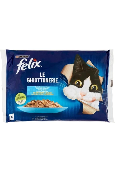 Felix Multipack Somonlu Ve Ton Balıklı Yetişkin Kedi Yaş Maması 4x85gr - 12 Paket